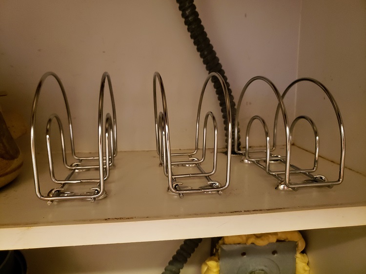 DIY Inexpensive Pot Lid Storage from Dollar Tree | AllMomDoes