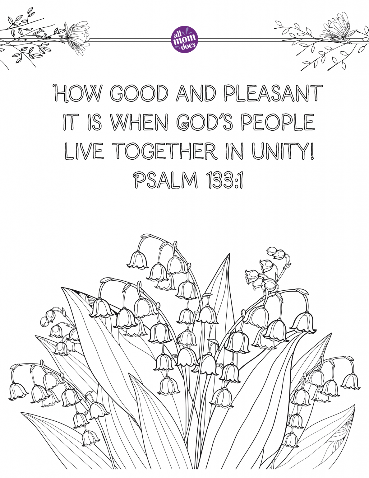 Bible Memory Verse + Coloring Page Psalm 1331 AllMomDoes