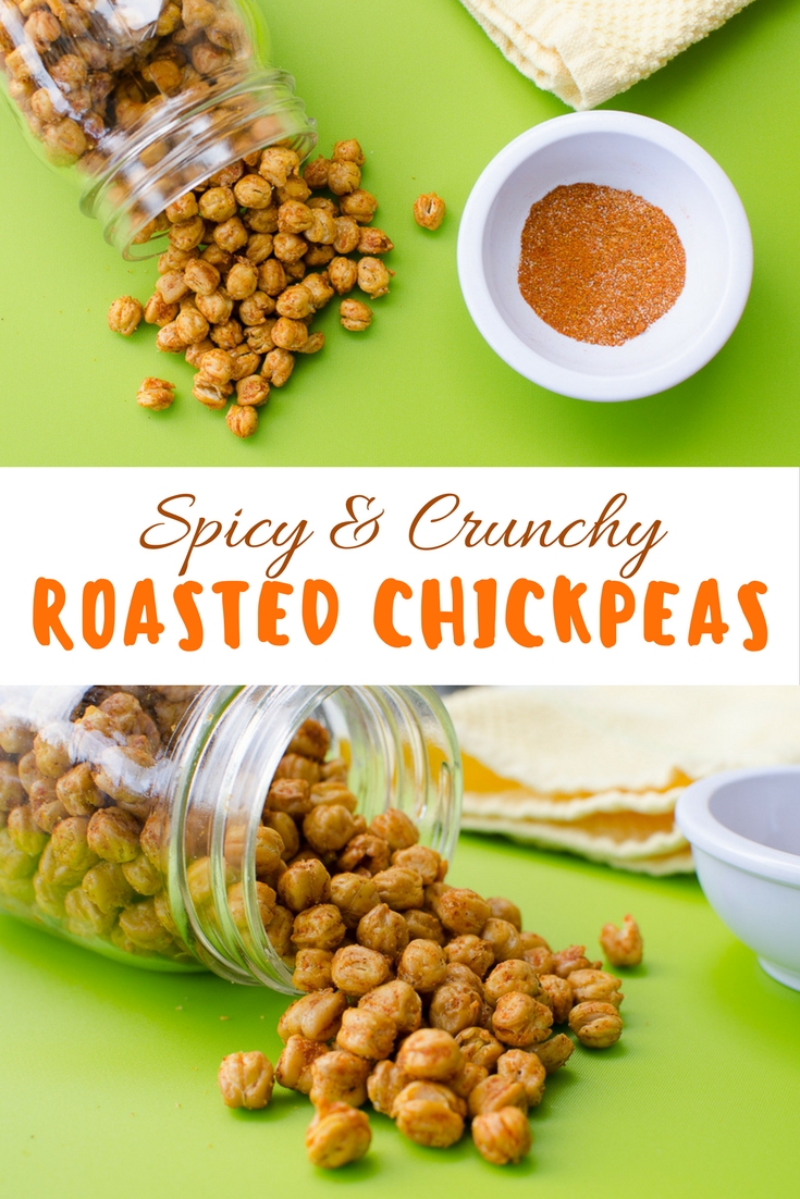 A crunchy, spicy, and healthy snack. Delicious and easy roasted chickpeas. A perfect clean eating snack!